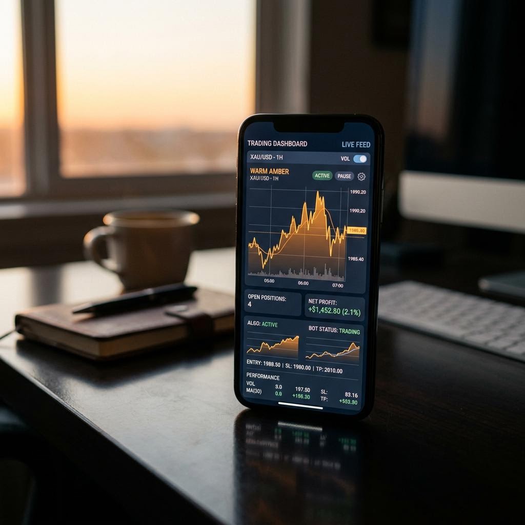 Tableau de bord de trading Lamparo affiché sur mobile